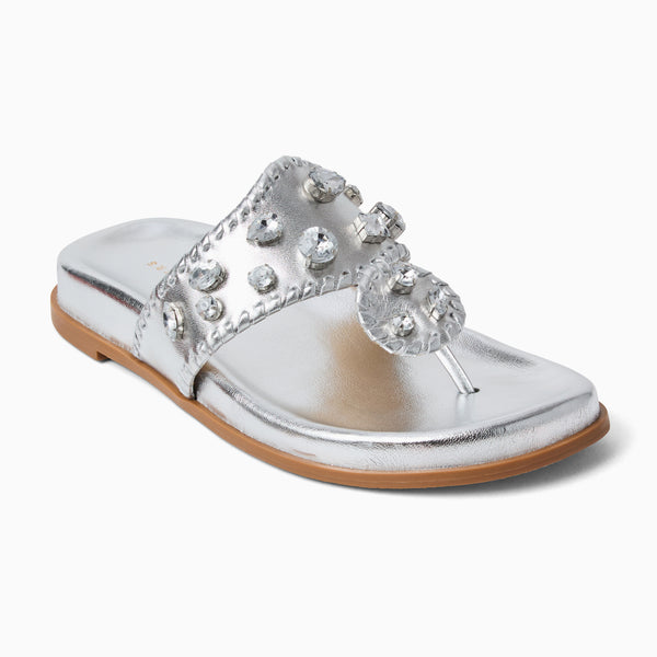 jack rogers Jacks Jeweled Leather Comfort Sport Sandal Silver