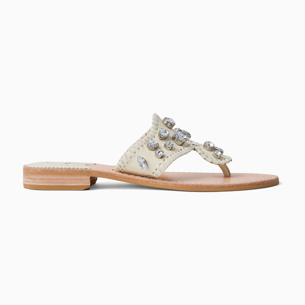 Jack Rogers Jacks Jeweled Leather Flat Sandal Ivory