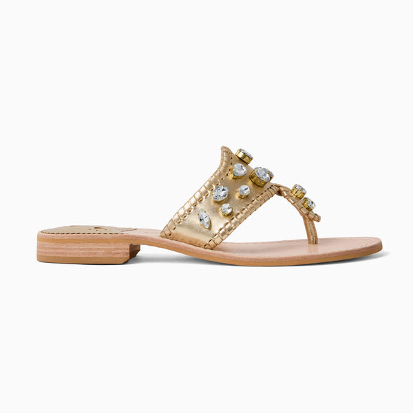 Jack Rogers Jacks Jeweled Leather Flat Sandal Platinum