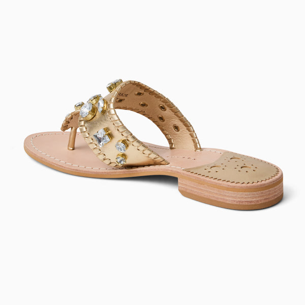 Jack Rogers Jacks Jeweled Leather Flat Sandal Platinum