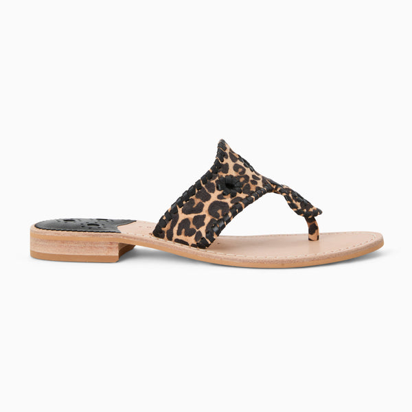 Jack Rogers Jacks Leather Flat Sandal Leopard / Black