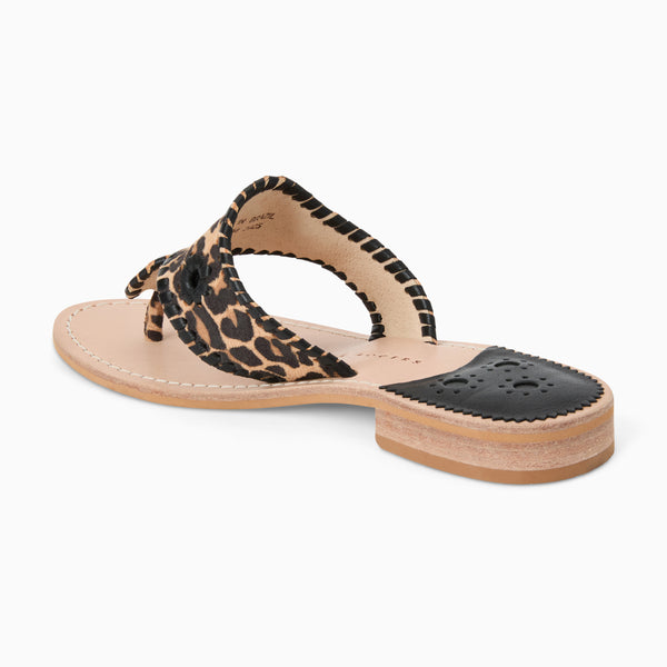 Jack Rogers Jacks Leather Flat Sandal Leopard / Black