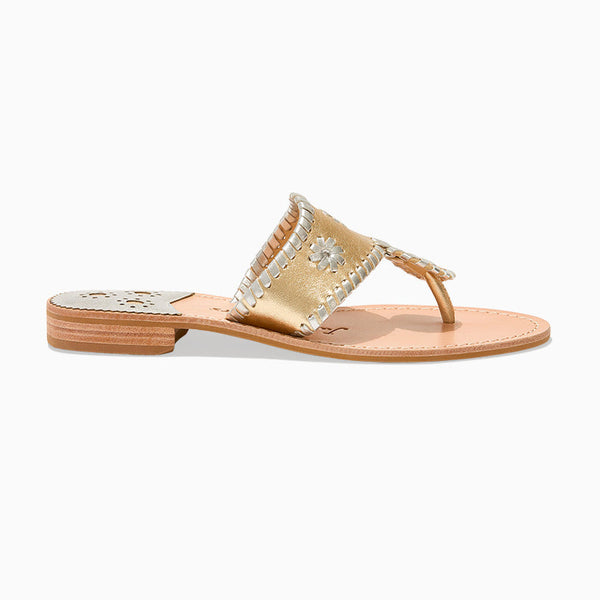 Jack Rogers Jacks Leather Flat Sandal Platinum Silver