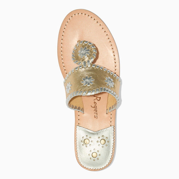 Jack Rogers Jacks Leather Flat Sandal Platinum Silver