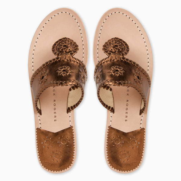 Jack Rogers Jacks Metallic Leather Flat Sandal Bronze