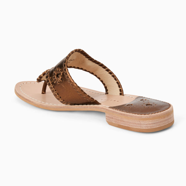 Jack Rogers Jacks Metallic Leather Flat Sandal Bronze