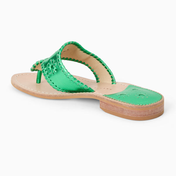 Jack Rogers Jacks Metallic Leather Flat Sandal Emerald