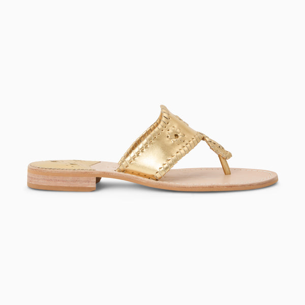 Jack Rogers Jacks Metallic Leather Flat Sandal Gold