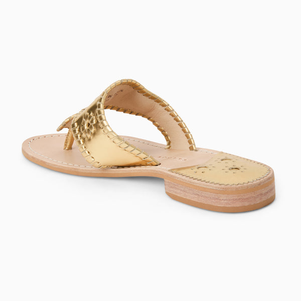 Jack Rogers Jacks Metallic Leather Flat Sandal Gold