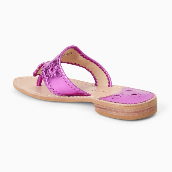 Jack Rogers Jacks Metallic Leather Flat Sandal Magenta