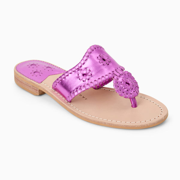 jack rogers Jacks Metallic Leather Flat Sandal Magenta