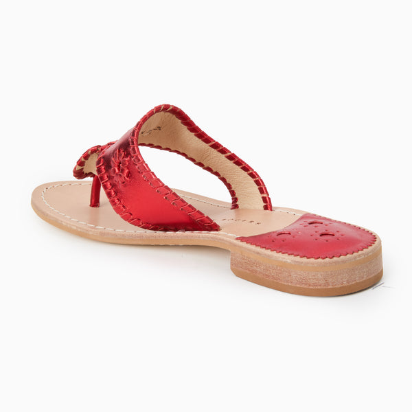 Jack Rogers Jacks Metallic Leather Flat Sandal Ruby Red