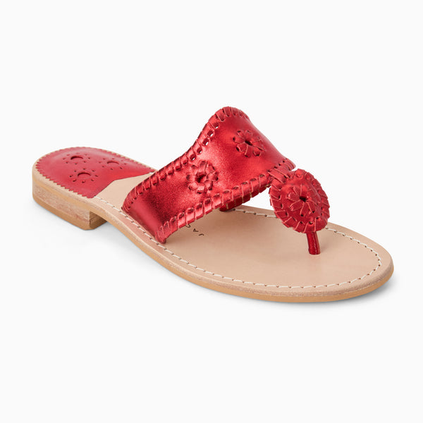 jack rogers Jacks Metallic Leather Flat Sandal Ruby Red