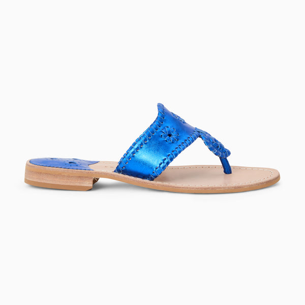 Jack Rogers Jacks Metallic Leather Flat Sandal Sapphire