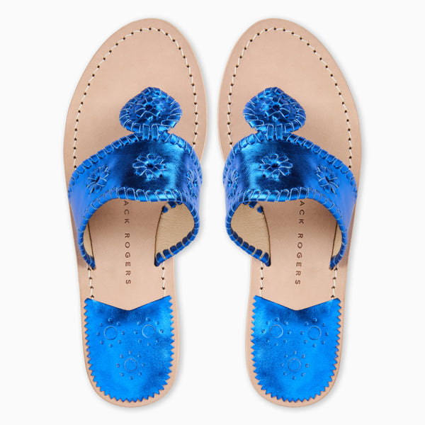 Jack Rogers Jacks Metallic Leather Flat Sandal Sapphire