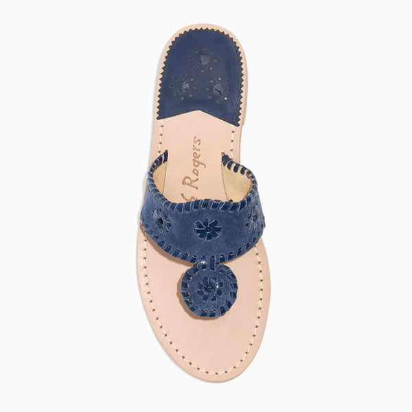 Jack Rogers Jacks Suede Flat Sandal Midnight Whipstitch