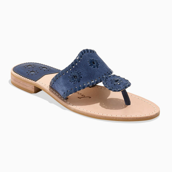 jack rogers Jacks Suede Flat Sandal Midnight Whipstitch