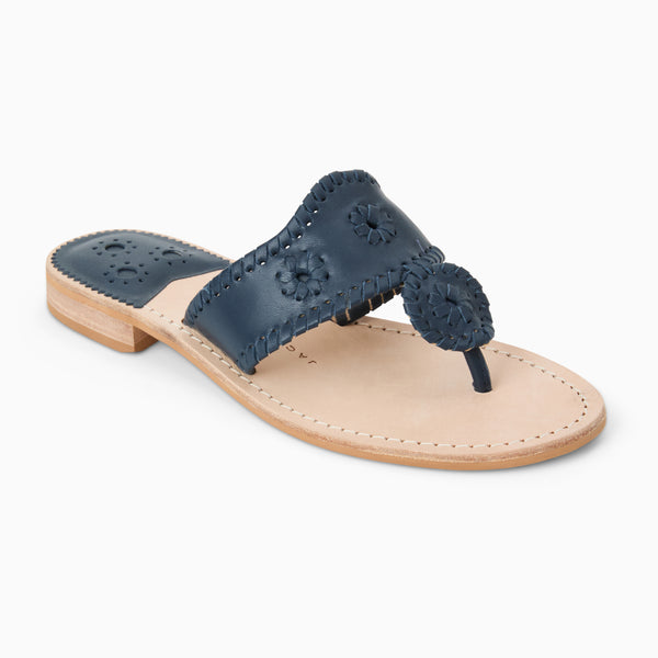 jack rogers Jacks Wide Width Leather Flat Sandal Midnight