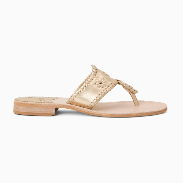 Jack Rogers Jacks Wide Width Leather Flat Sandal Platinum