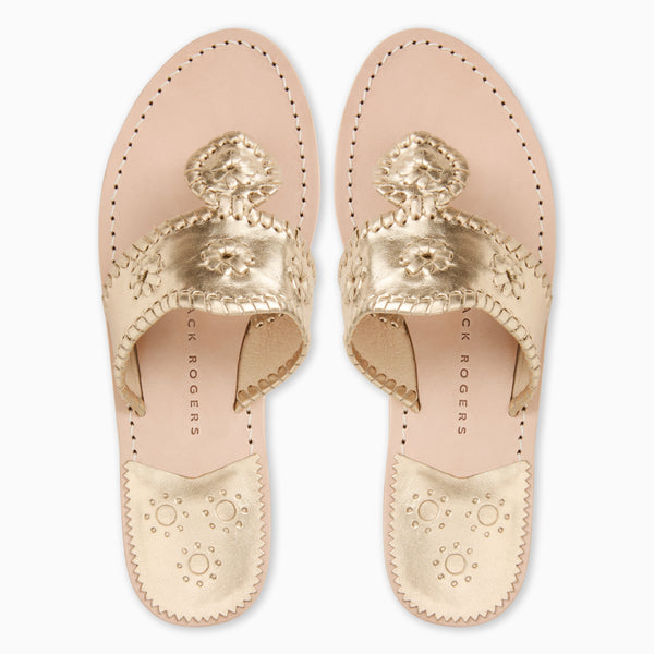 Jack Rogers Jacks Wide Width Leather Flat Sandal Platinum
