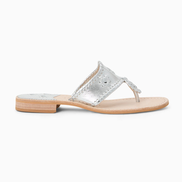 Jack Rogers Jacks Wide Width Leather Flat Sandal Silver