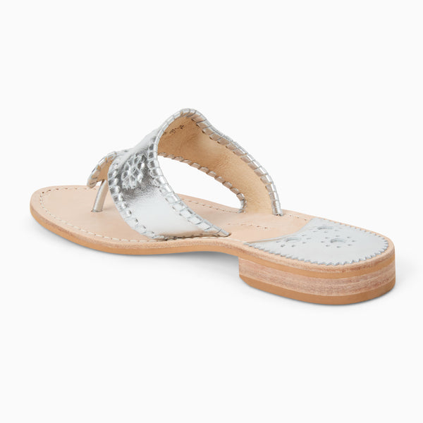 Jack Rogers Jacks Wide Width Leather Flat Sandal Silver