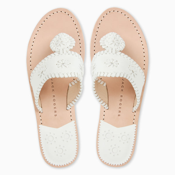 Jack Rogers Jacks Wide Width Leather Flat Sandal White