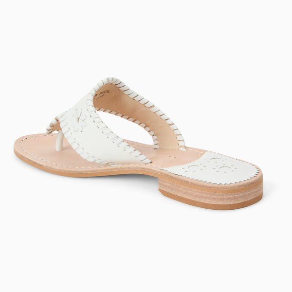 Jack Rogers Jacks Wide Width Leather Flat Sandal White