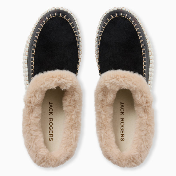 Jack Rogers Jolie Suede Slip On Platform Sneaker Clog Black