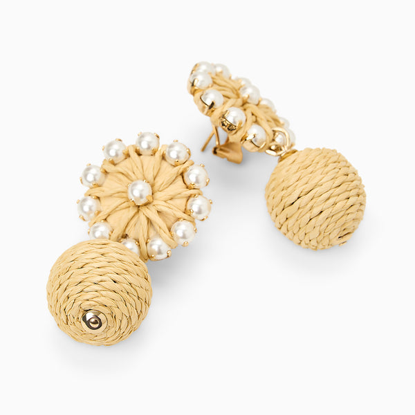 Jack Rogers Lily Italian Gold Plated & Raffia Earrings Natural Multi