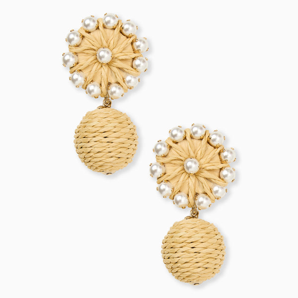 jack rogers Lily Italian Gold Plated & Raffia Earrings Natural Multi