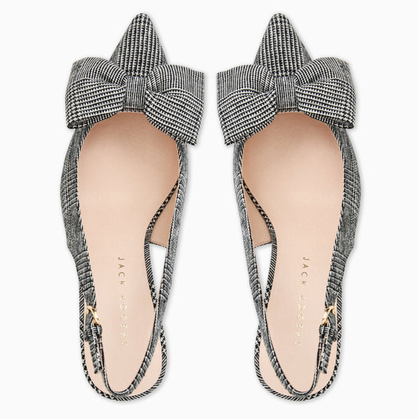 Jack Rogers Maclean Fabric Bow Slingback Heel Black White