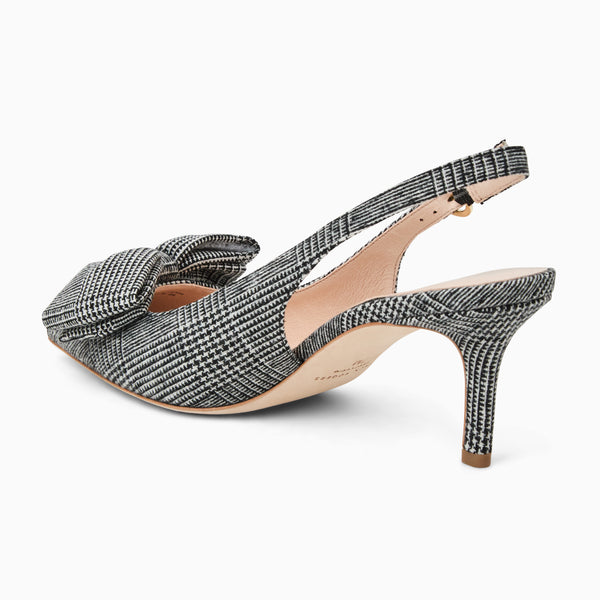 Jack Rogers Maclean Fabric Bow Slingback Heel Black White