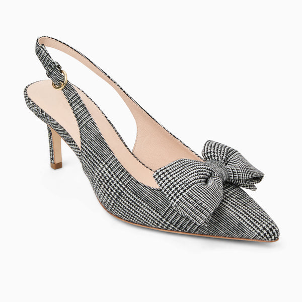 jack rogers Maclean Fabric Bow Slingback Heel Black White