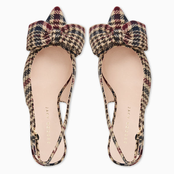 Jack Rogers Maclean Fabric Bow Slingback Heel Multi Plaid