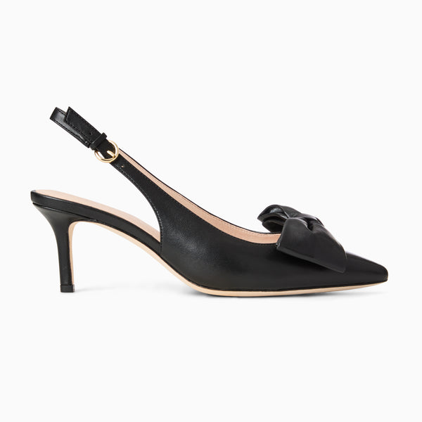 Jack Rogers Maclean Leather Bow Slingback Heel Black