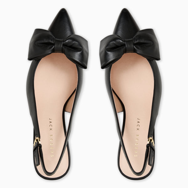 Jack Rogers Maclean Leather Bow Slingback Heel Black