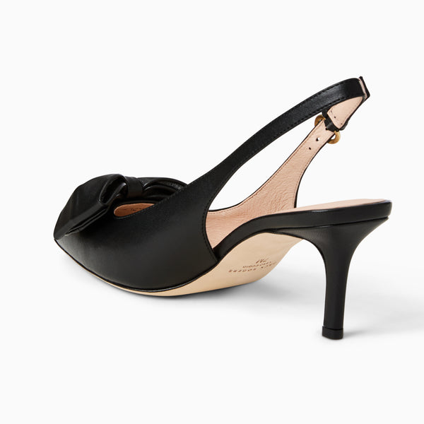 Jack Rogers Maclean Leather Bow Slingback Heel Black