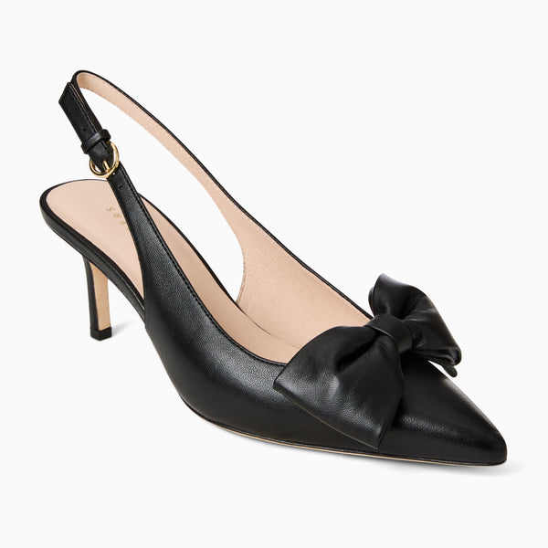 jack rogers Maclean Leather Bow Slingback Heel Black