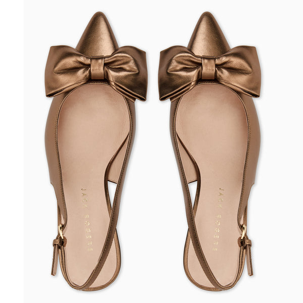 Jack Rogers Maclean Leather Bow Slingback Heel Bronze
