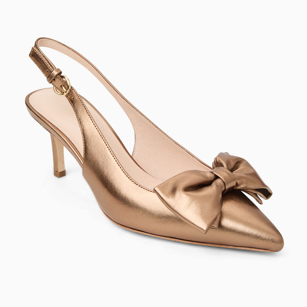 jack rogers Maclean Leather Bow Slingback Heel Bronze