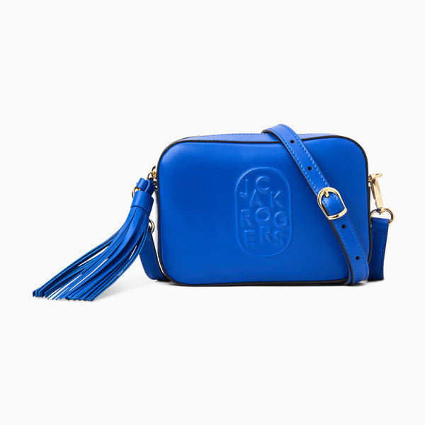 jack rogers Perla Italian Leather Crossbody Cobalt Blue