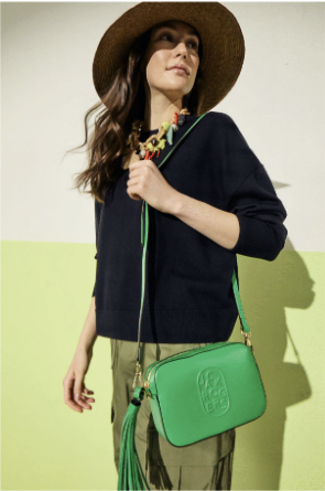 Jack Rogers Perla Italian Leather Crossbody Grass Green