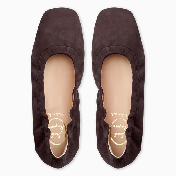 Jack Rogers Santa Maria Italian Suede Ballet Flat Brown