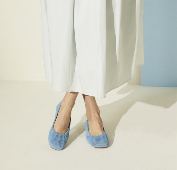 Jack Rogers Santa Maria Italian Suede Ballet Flat Dusty Blue