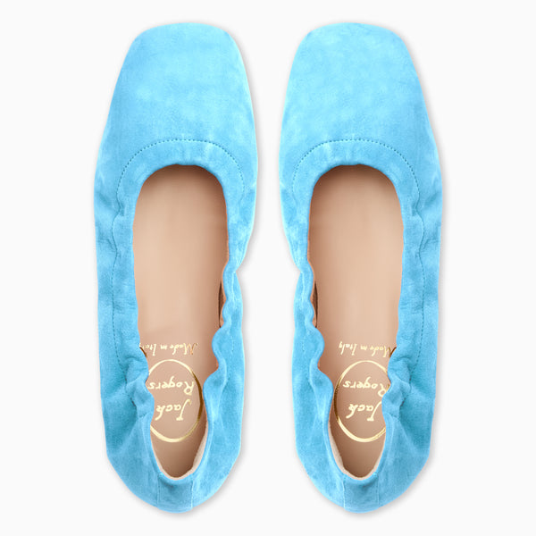 Jack Rogers Santa Maria Italian Suede Ballet Flat Dusty Blue