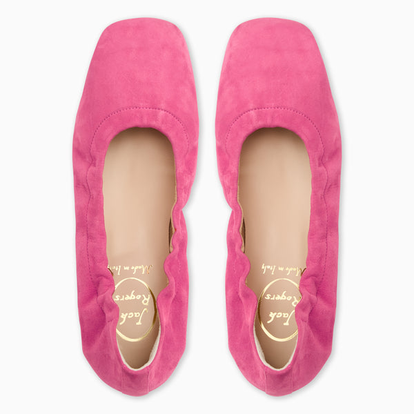 Jack Rogers Santa Maria Italian Suede Ballet Flat Fuchsia