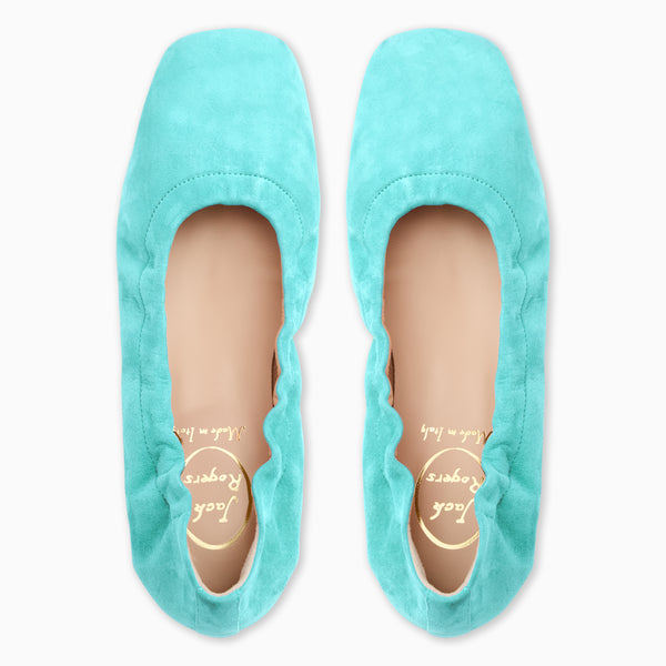 Jack Rogers Santa Maria Italian Suede Ballet Flat Light Turquoise
