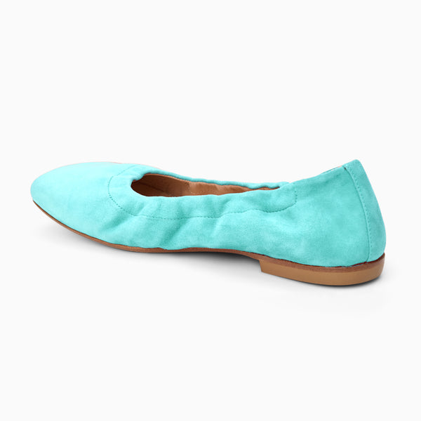 Jack Rogers Santa Maria Italian Suede Ballet Flat Light Turquoise