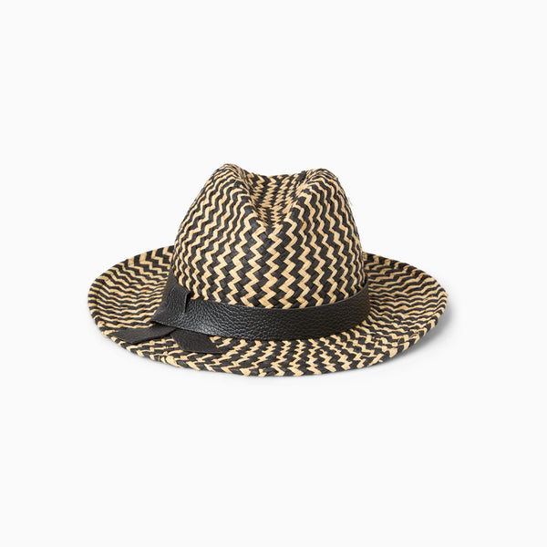 jack rogers Sardegne Italian Leather Raffia Fedora Black Natural